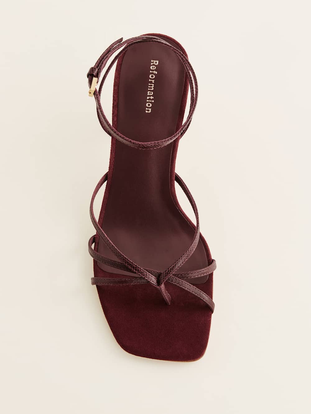 Gen Heeled Sandal - Wine Snake Suede
