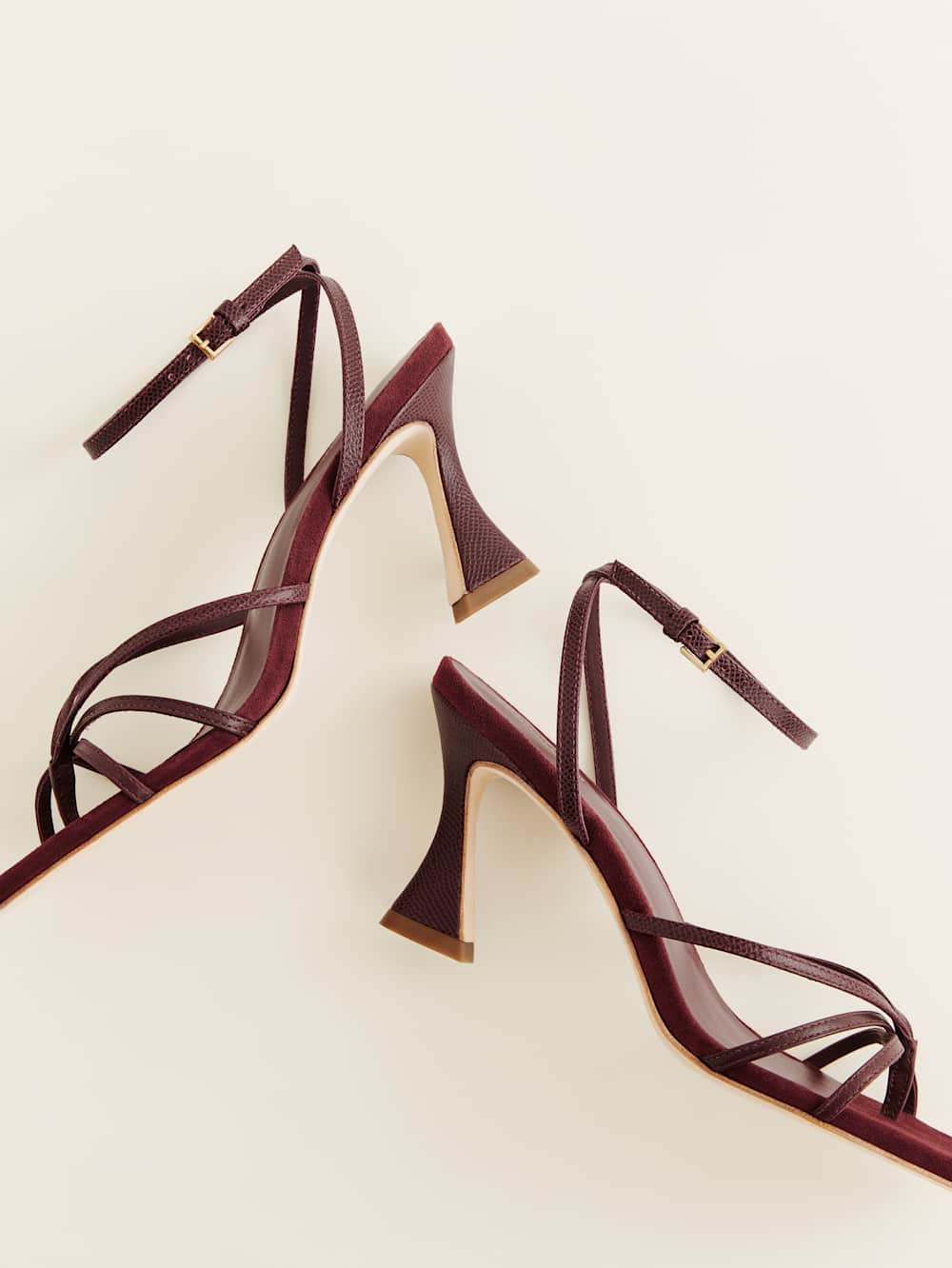 Gen Heeled Sandal - Wine Snake Suede