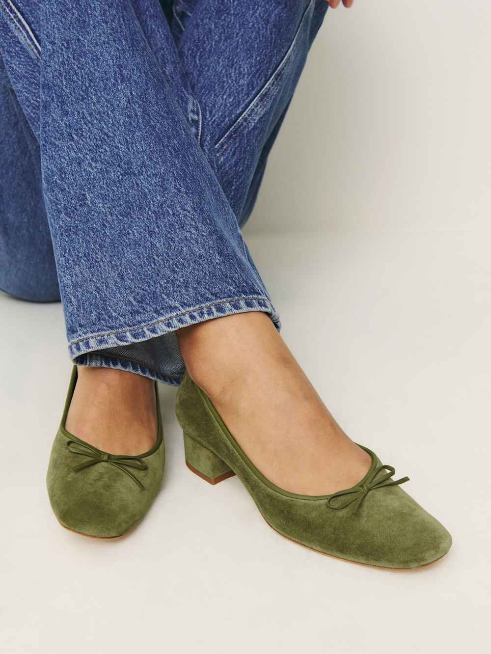 Terry Ballet Pump - Avocado Suede