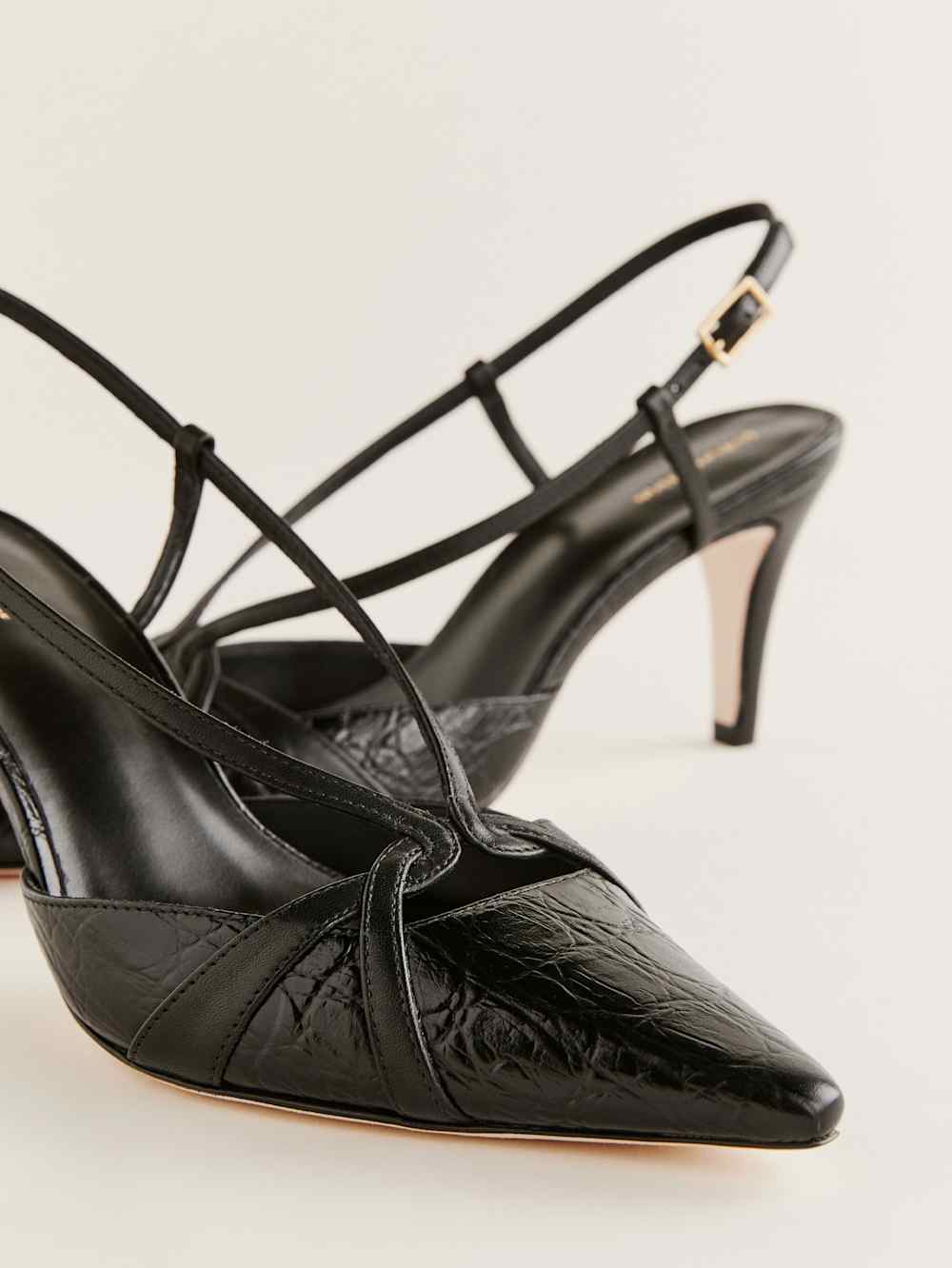 Patty Slingback Heel - Black Croc
