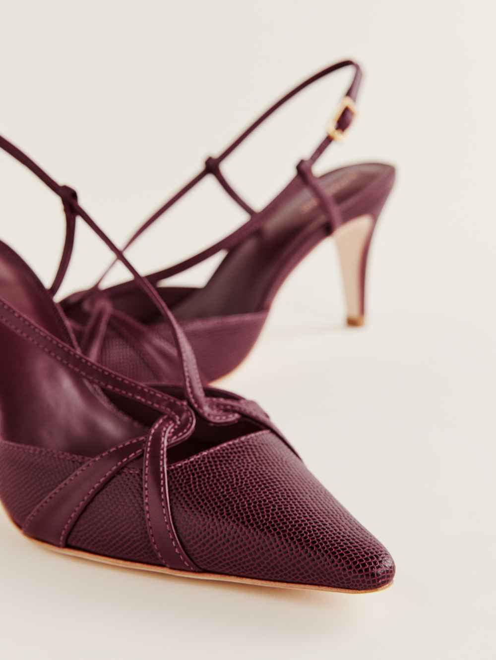 Patty Slingback Heel - Wine Snake