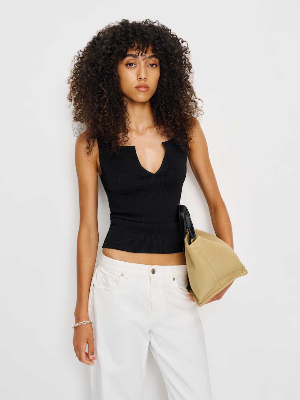 Rylie Cotton Sweater Tank - Black