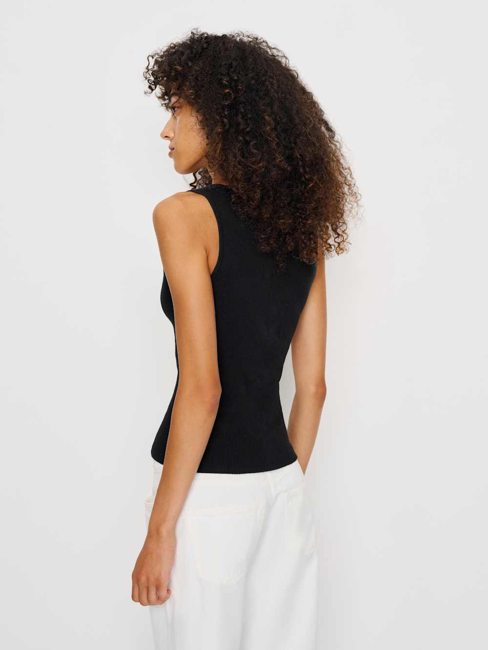 Rylie Cotton Sweater Tank - Black