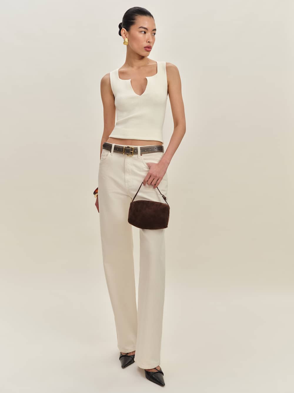 Rylie Cotton Sweater Tank - Fior Di Latte