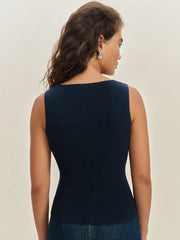 Rylie Cotton Sweater Tank - Navy
