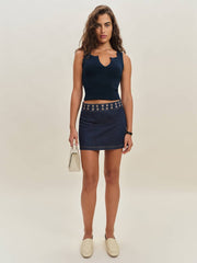 Rylie Cotton Sweater Tank - Navy