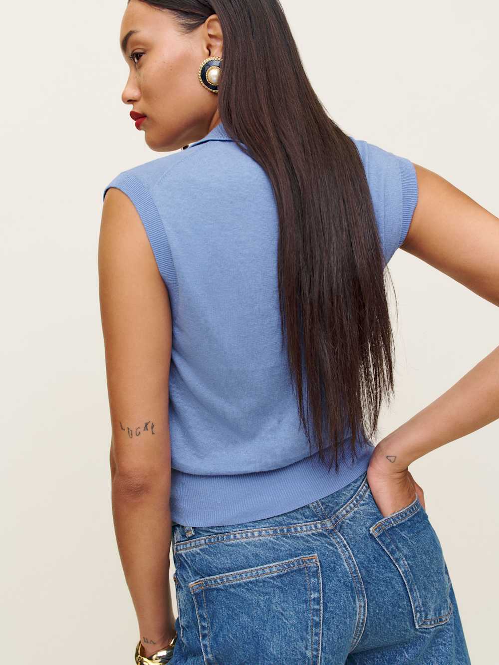 Carrie Linen Cotton Polo - Blue Moon