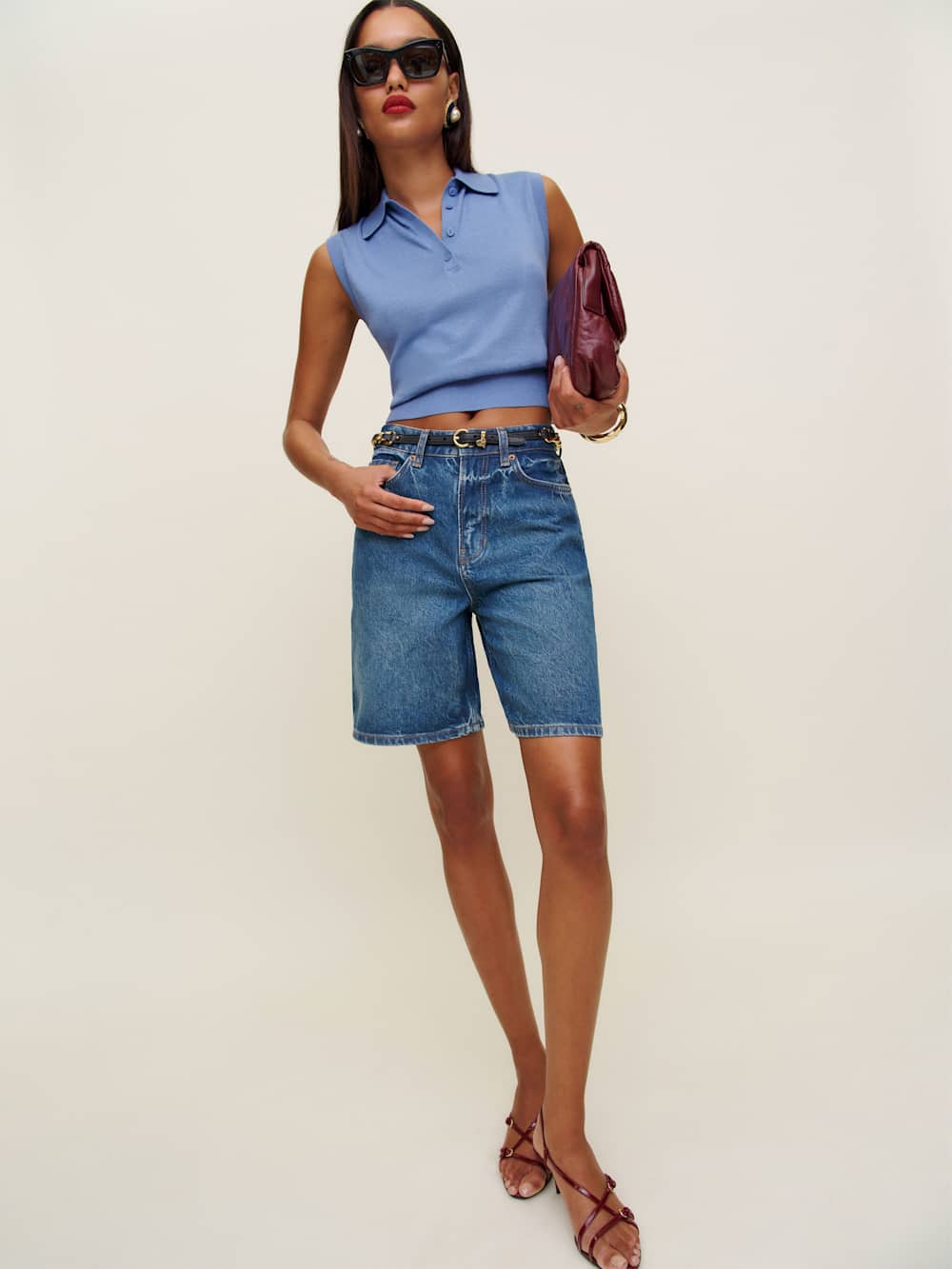 Carrie Linen Cotton Polo - Blue Moon