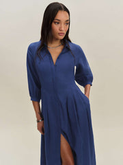 Tara Linen Dress - French Blue