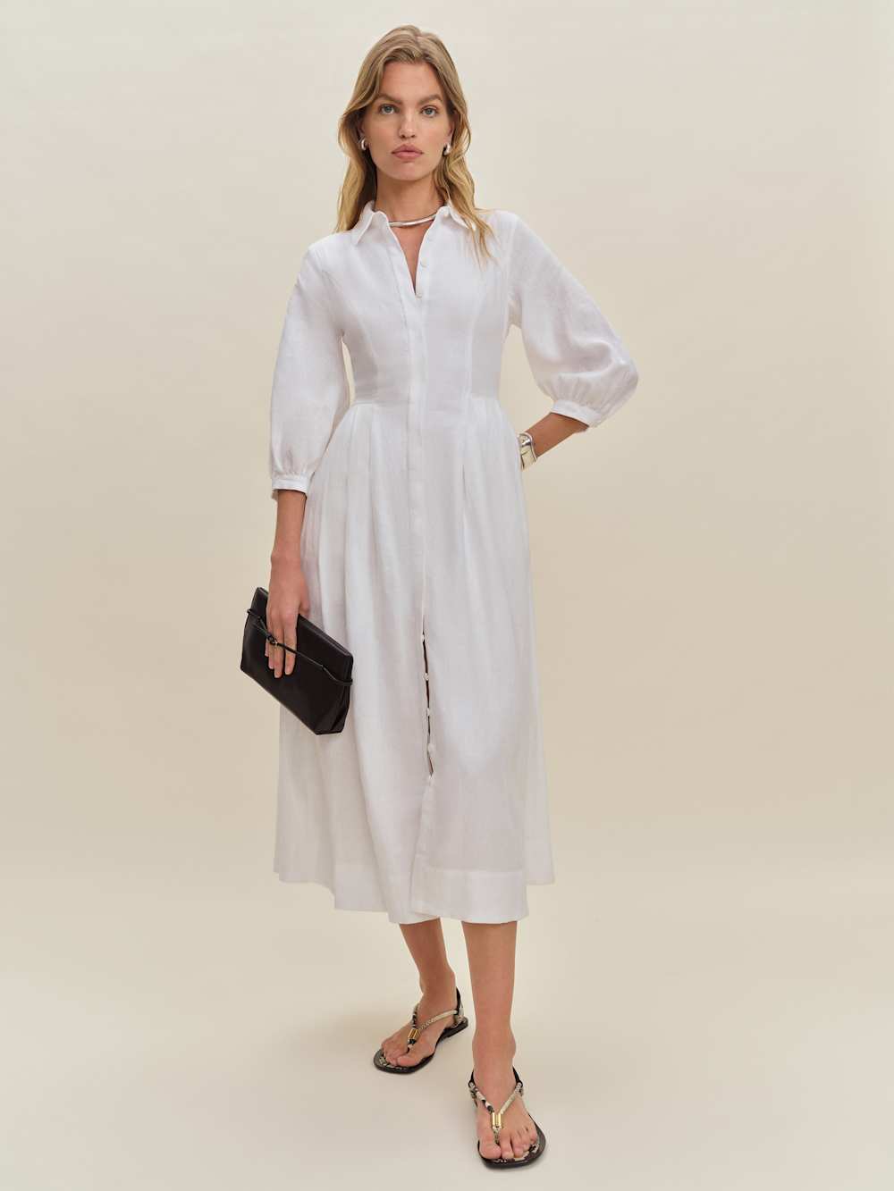 Tara Linen Dress - White