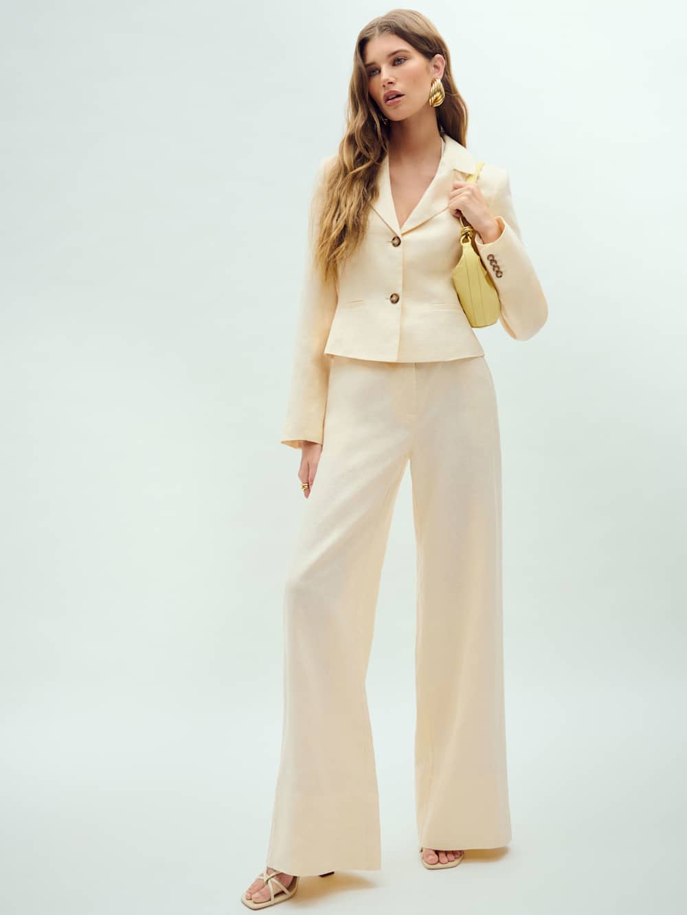 Banks Linen High Rise Wide Leg Pant - Sugar
