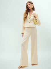 Banks Linen High Rise Wide Leg Pant - Sugar