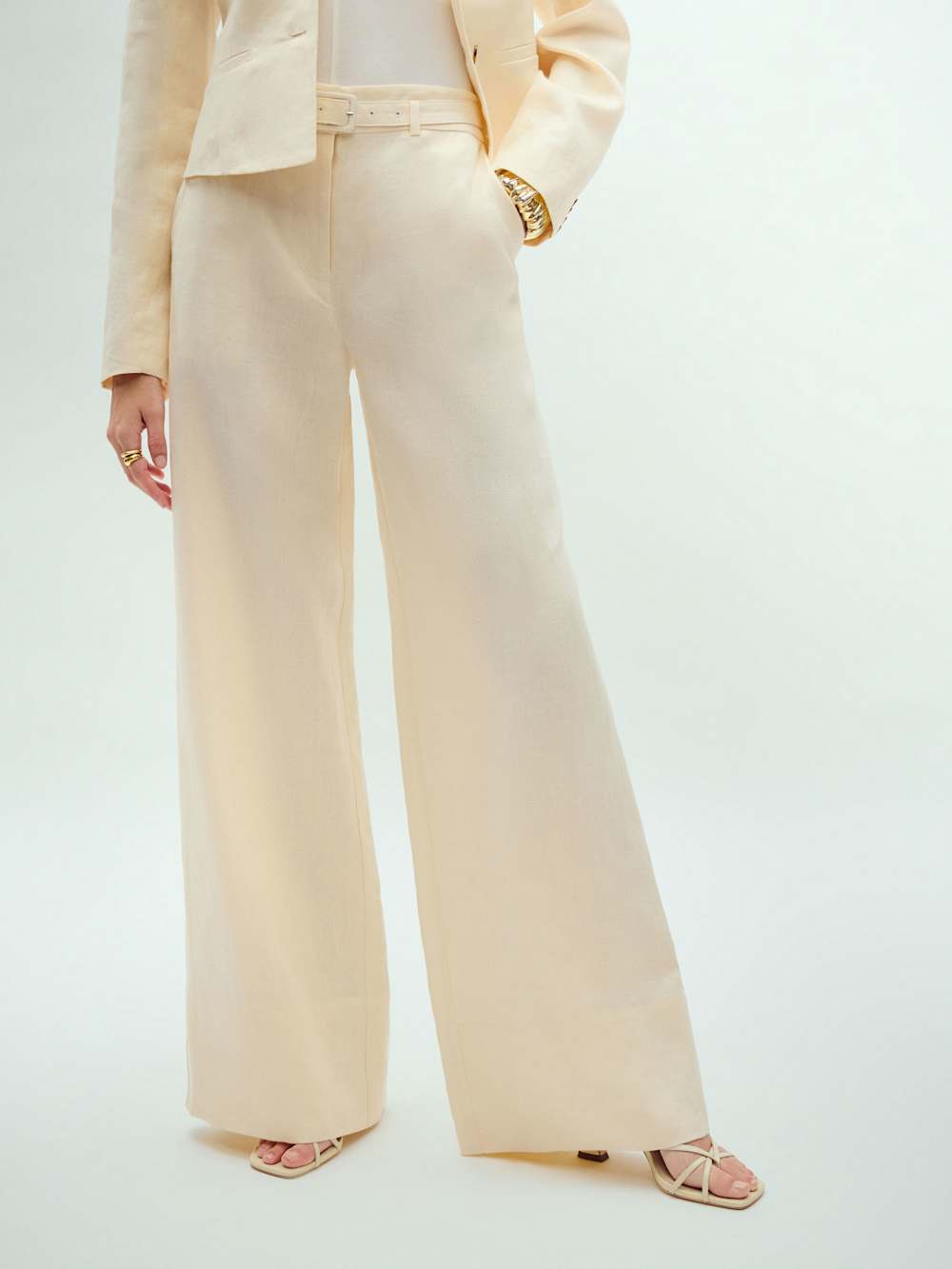 Banks Linen High Rise Wide Leg Pant - Sugar