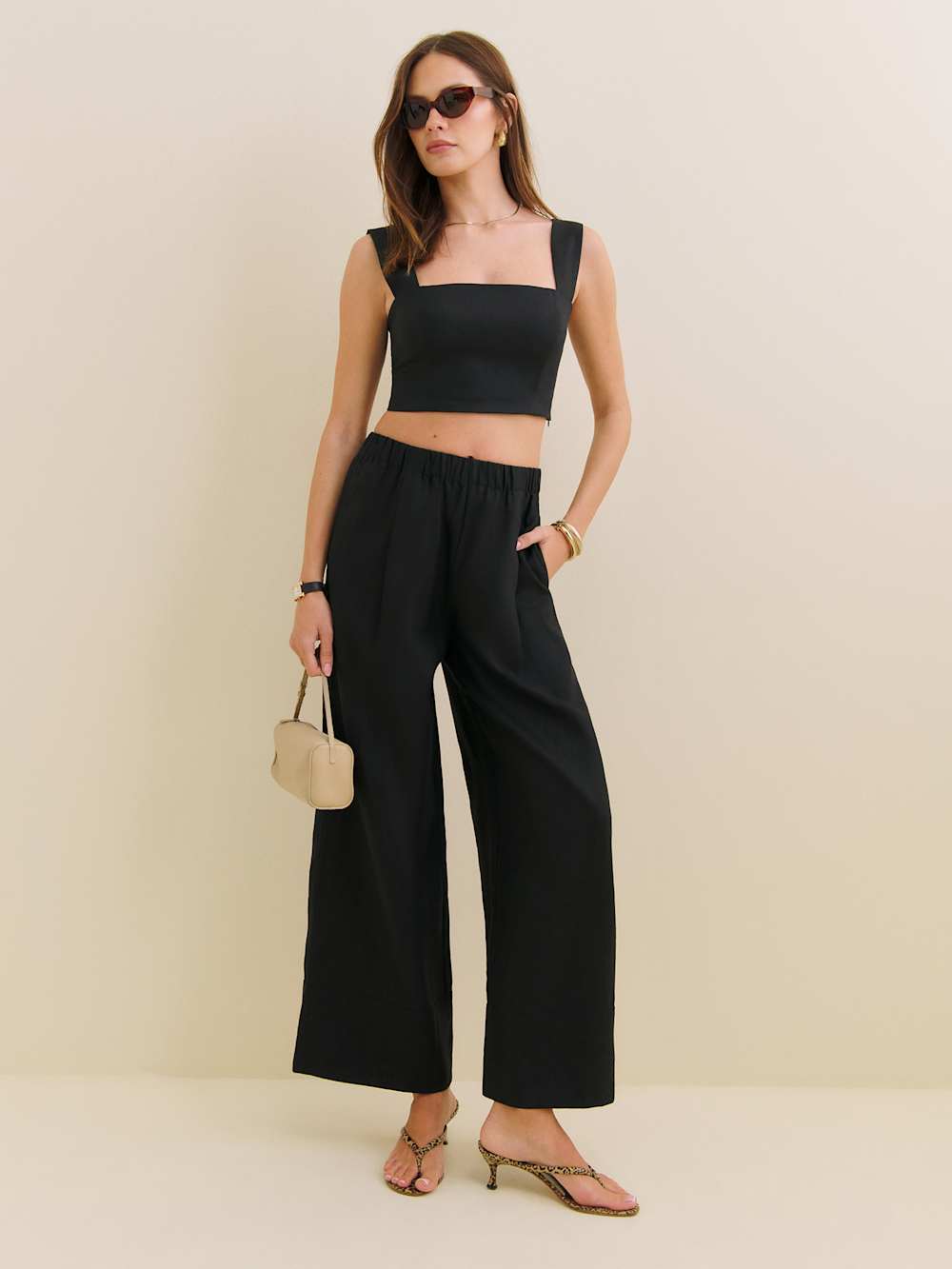 Jasmine Linen Top - Black