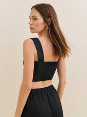 Jasmine Linen Top - Black