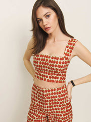 Jasmine Linen Top - Fresh Tomato