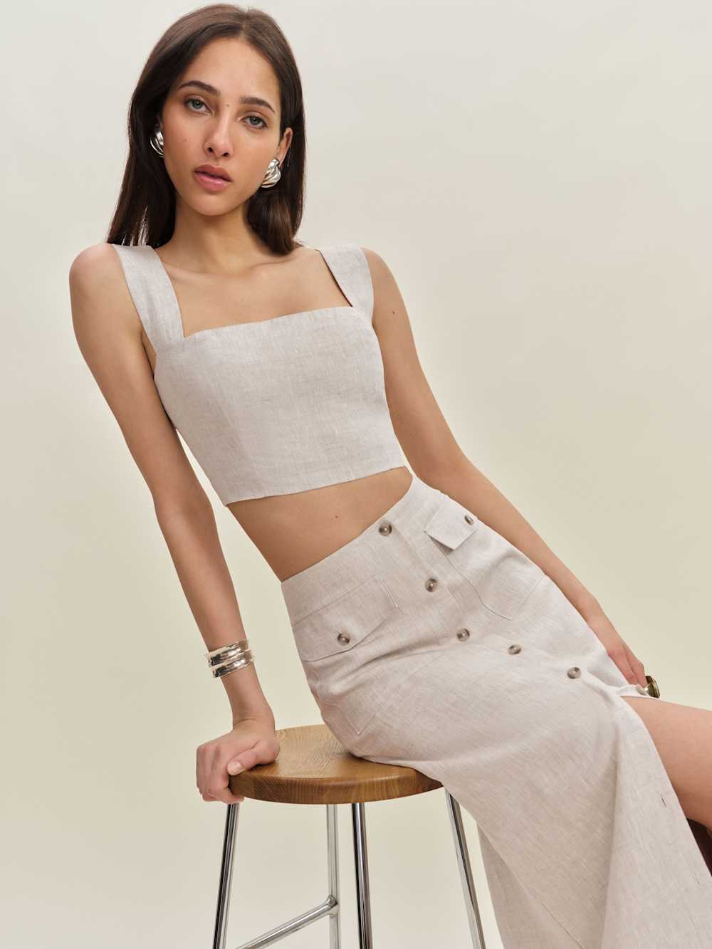 Jasmine Linen Top - Oatmeal