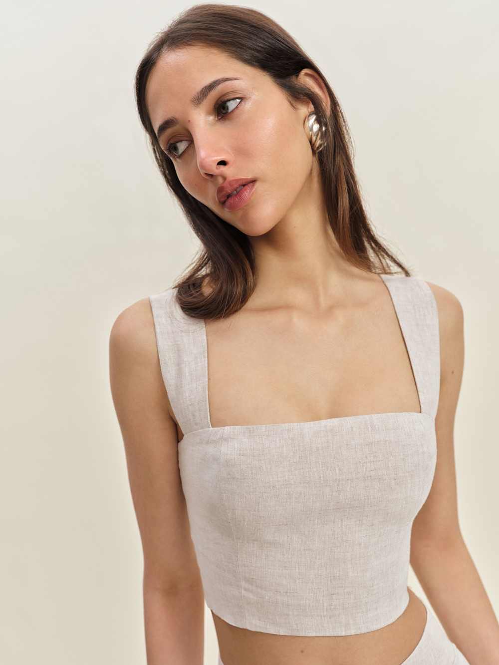 Jasmine Linen Top - Oatmeal