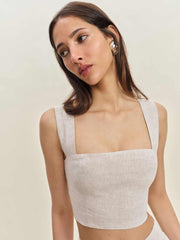 Jasmine Linen Top - Oatmeal
