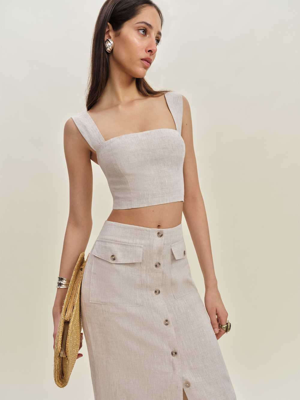 Jasmine Linen Top - Oatmeal