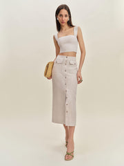 Jasmine Linen Top - Oatmeal