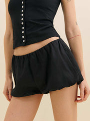 Luna Linen Bloomer Short - Black