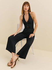 Sofia Linen Jumpsuit - Black