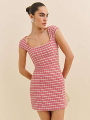 Xenia Knit Dress - Red Check