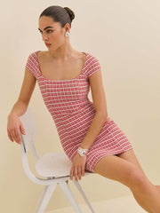 Xenia Knit Dress - Red Check