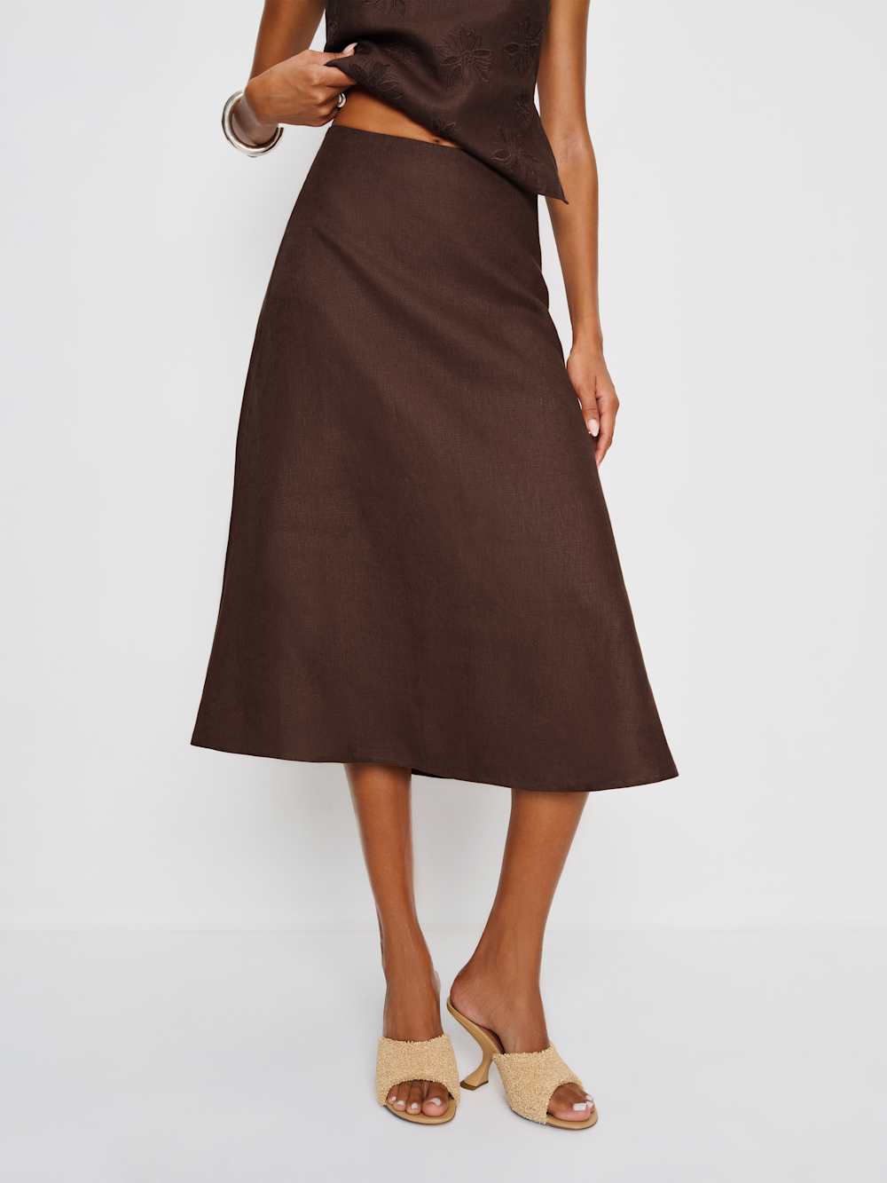 Ivy Linen Skirt - Cafe