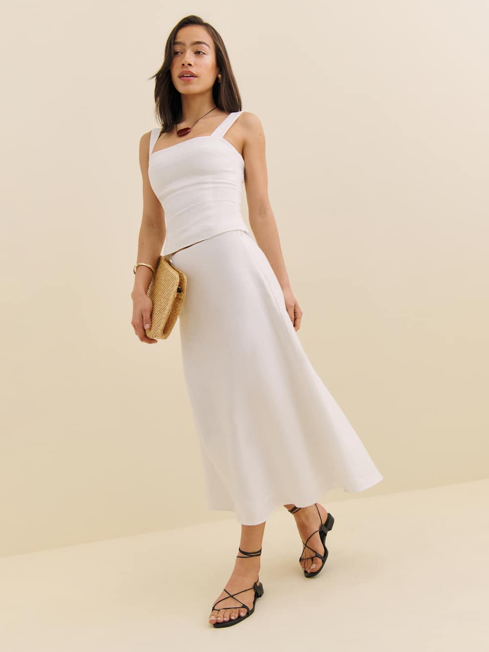 Ivy Linen Skirt - White