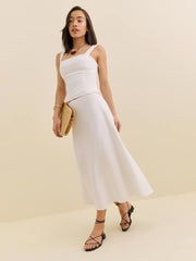 Ivy Linen Skirt - White