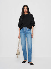 Collie Oversized Cotton Crew - Black