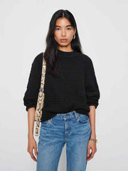 Collie Oversized Cotton Crew - Black