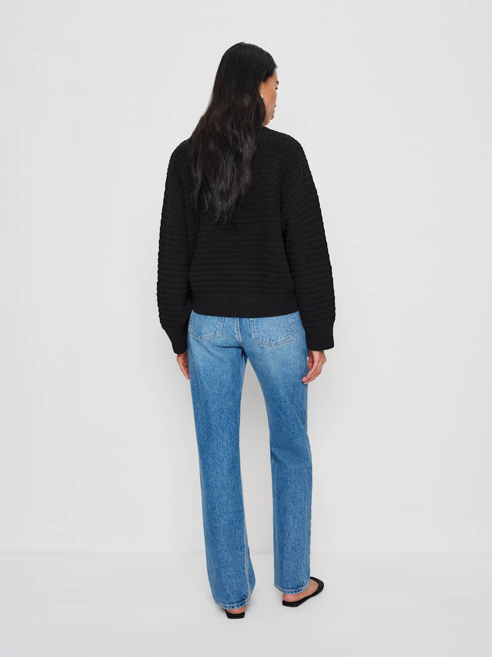 Collie Oversized Cotton Crew - Black