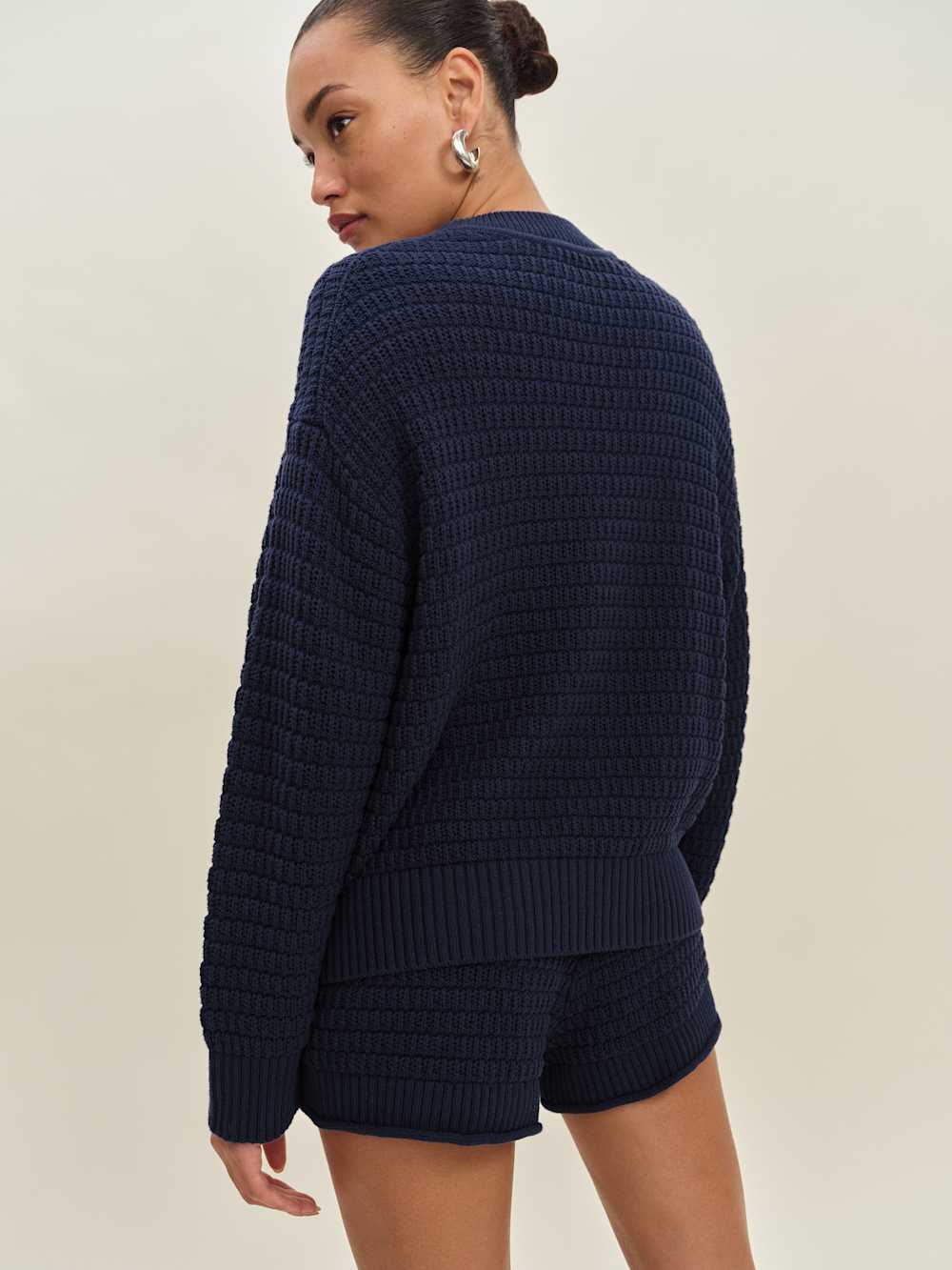 Collie Oversized Cotton Crew - Navy