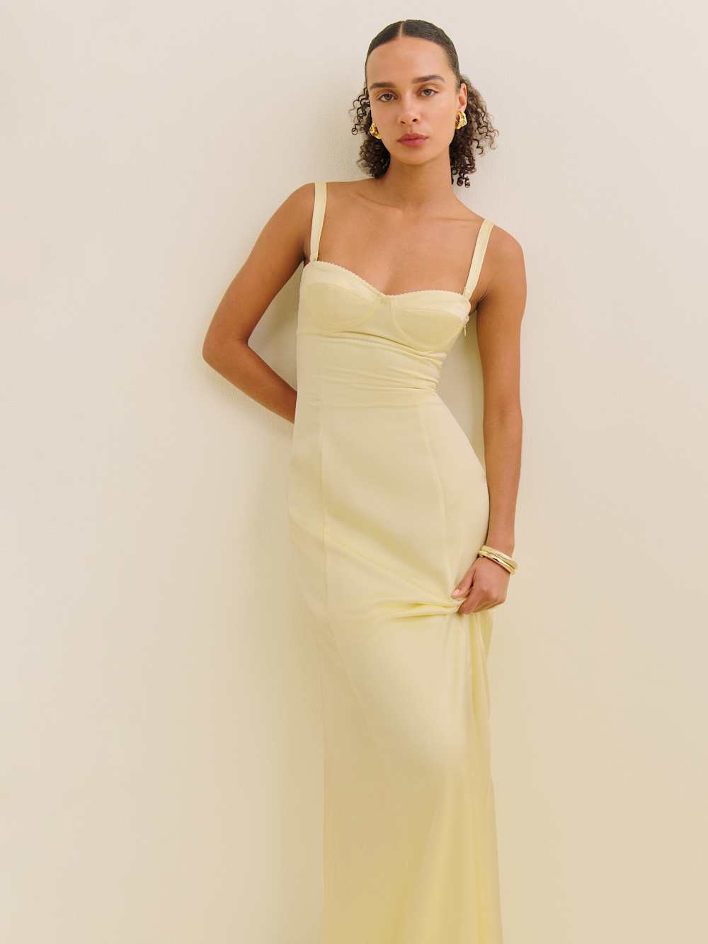 Petites Britney Satin Dress - Buttercup