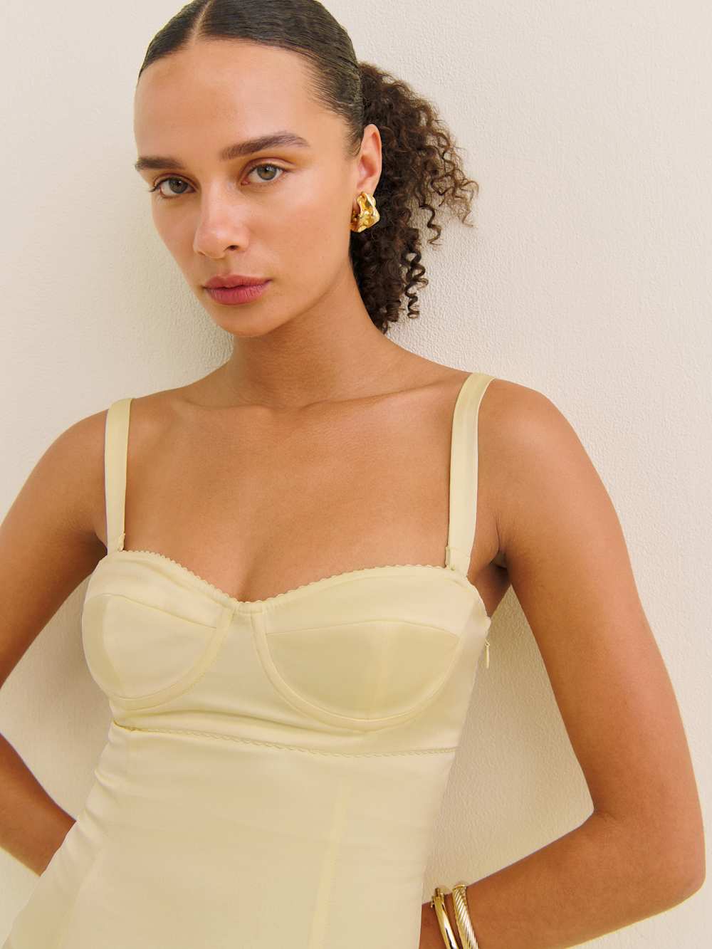 Petites Britney Satin Dress - Buttercup