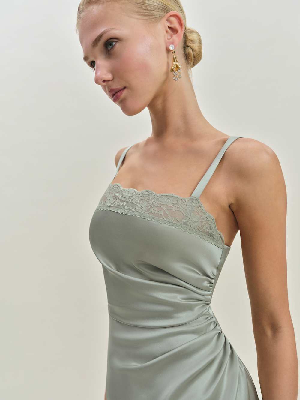 Vesper Satin Dress - Salvia