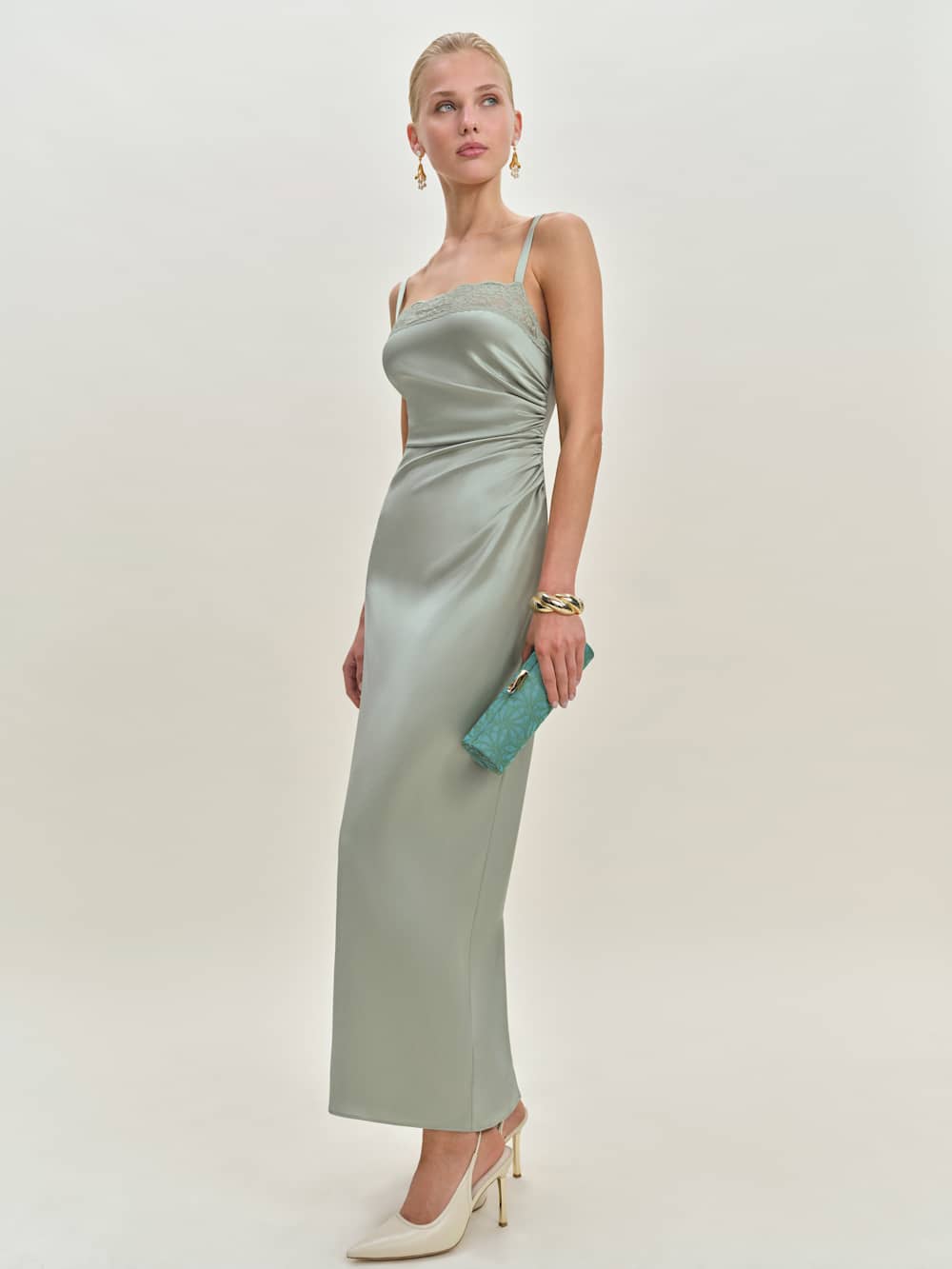 Vesper Satin Dress - Salvia