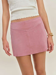 Layla Low Waist Suede Skirt - Sugar Plum