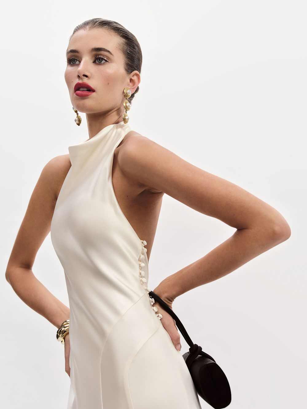 Roy Satin Dress - Fior Di Latte