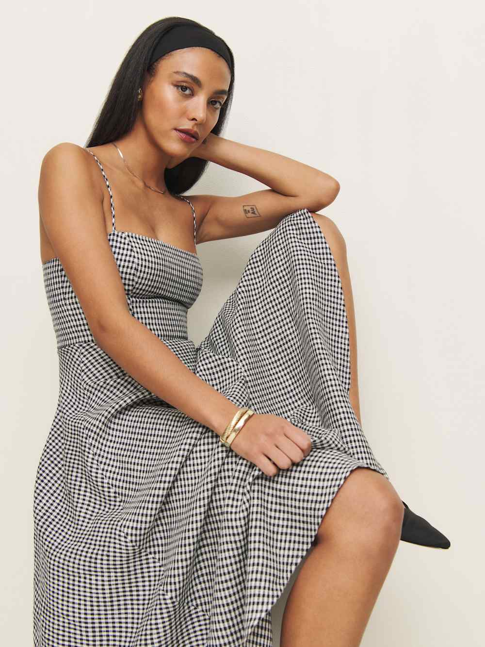 Petites Monette Linen Dress - Remy Check