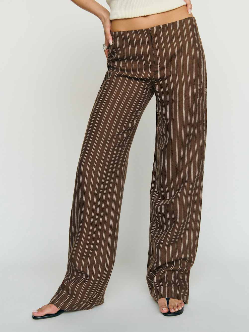 Petites Vida Linen Low Rise Pant - Boardwalk Stripe