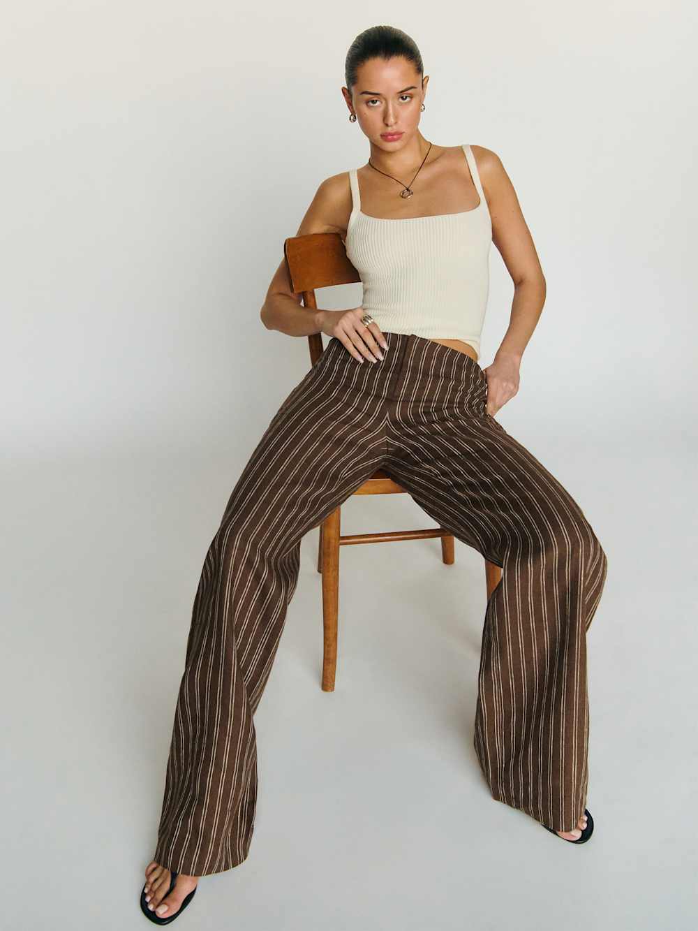 Petites Vida Linen Low Rise Pant - Boardwalk Stripe
