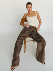Petites Vida Linen Low Rise Pant - Boardwalk Stripe