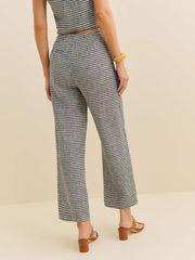 Petites Joni Linen Cropped Pant - Remy Check