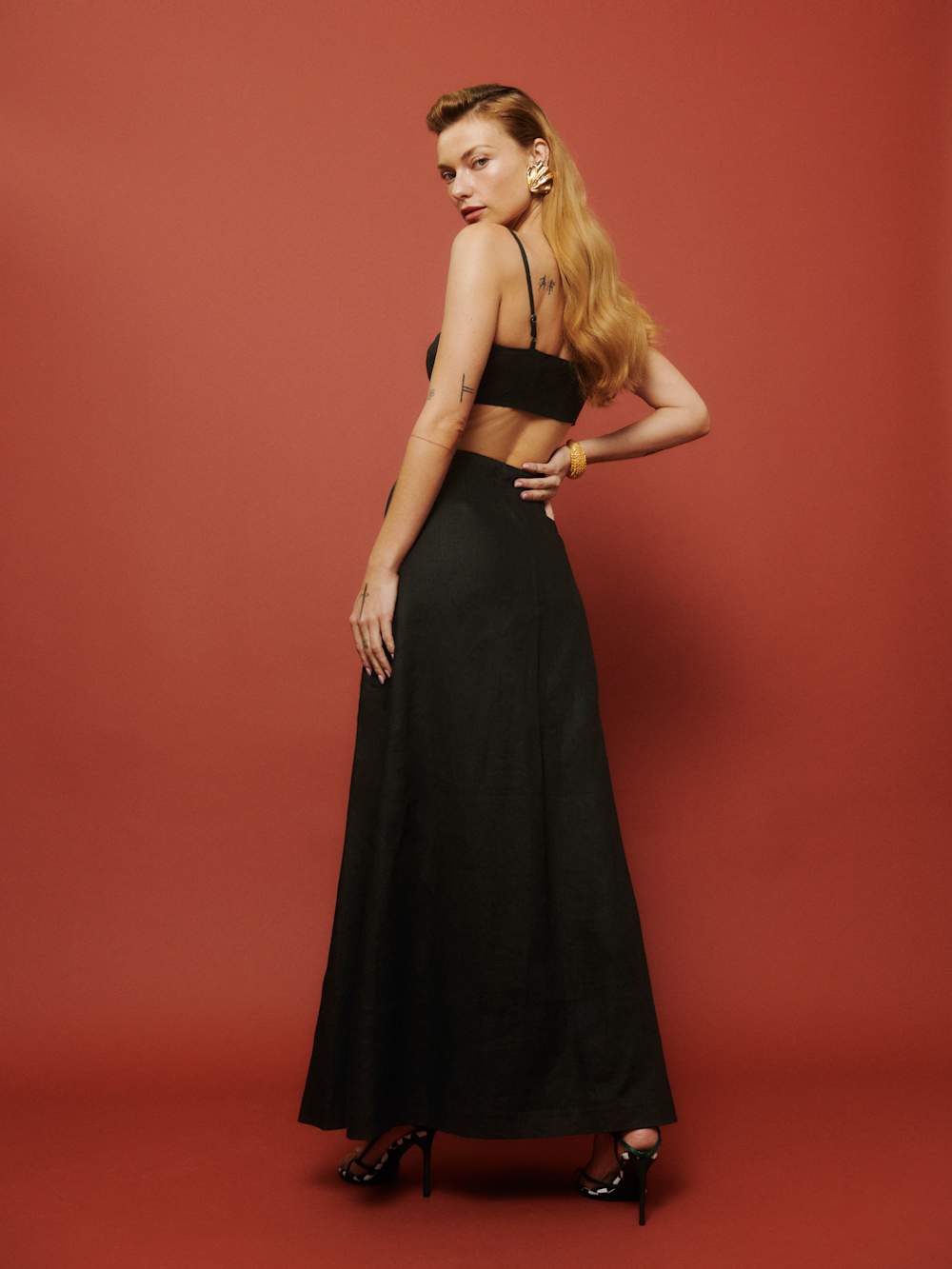 Petites Andi Linen Maxi Skirt - Black