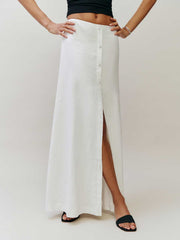 Petites Andi Linen Maxi Skirt - White