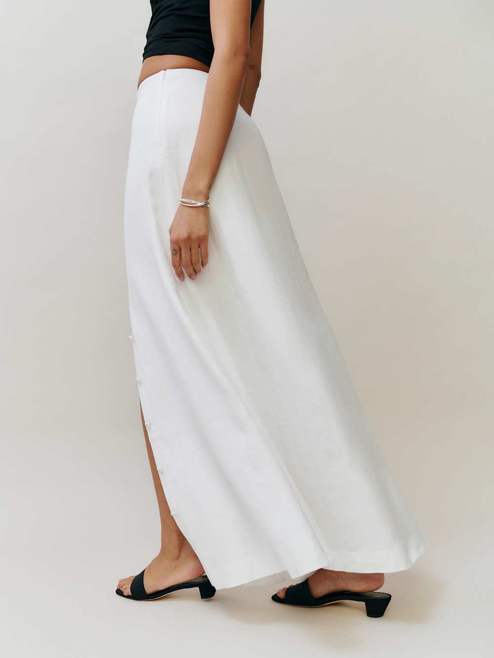 Petites Andi Linen Maxi Skirt - White
